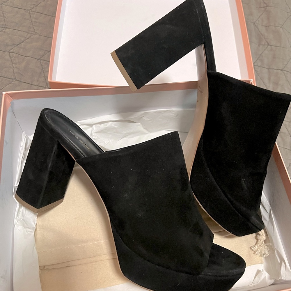 Mansur Gavriel Suede Block Heel Sandals